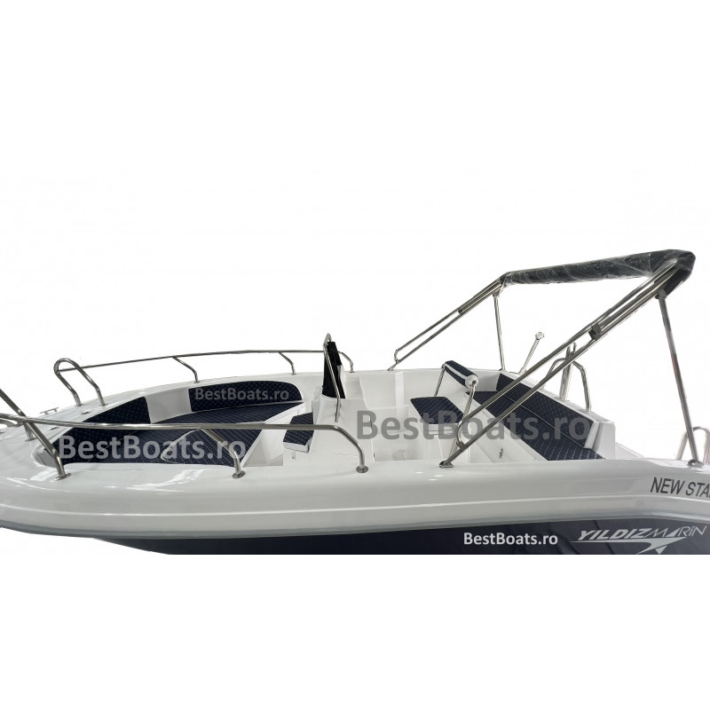 BestBoats New Star 500 Barca cu Consola Centrala Open 5.0 m de pescuit  si agrement de fibra cu motor nescufundabila autodrena
